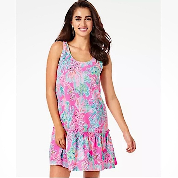 Lilly Pulitzer Dresses & Skirts - Lilly Pulitzer Skyelar Seaing Things Tank Dress, Pink/Blue Print, Size M